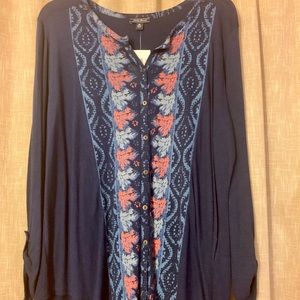 NWT xl Lucky Brand Navy blue top